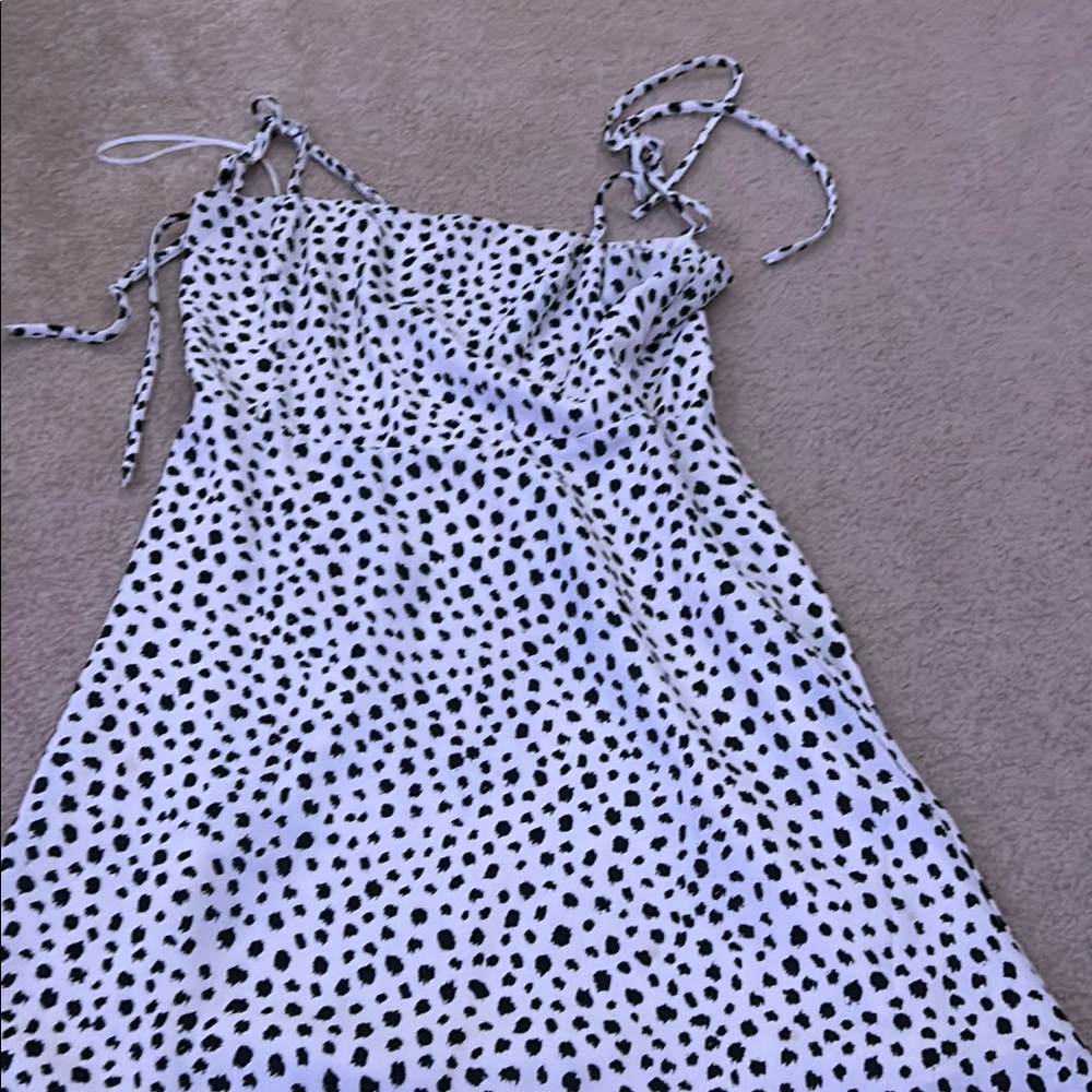 Spotted Black and White Spaghetti Strap Dress